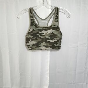 Pink Size Large Camo Print Sports Bra